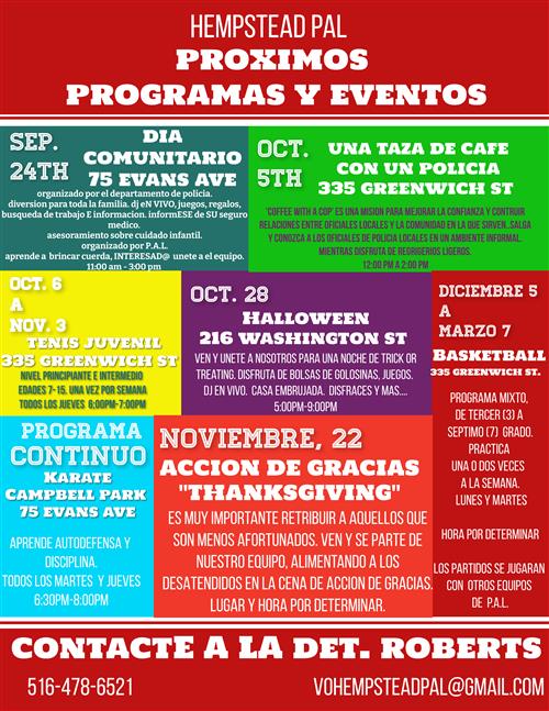 Proximos Programas Fall Events in Spanish